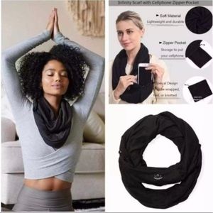 New Beyond Yoga Pocket Infinity Scarf in Black One Size
